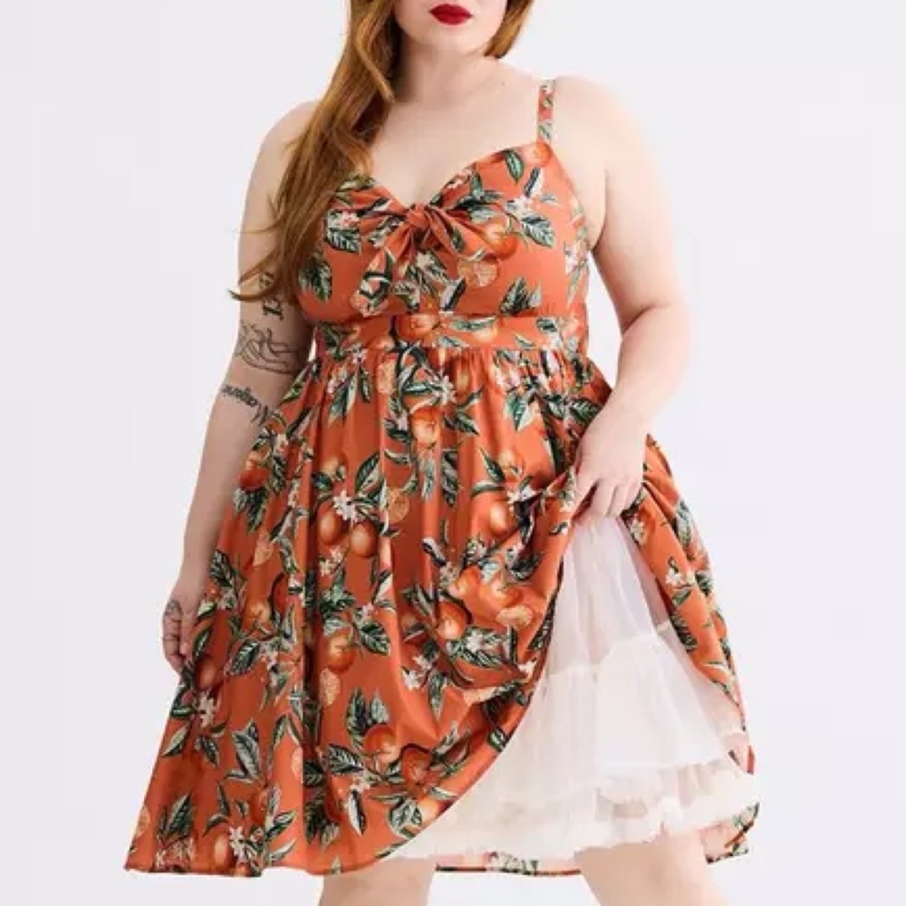 Torrid Retro Chic Orange Groves Mini Rockabilly Pinup Swing Dress 3X 22 24 - Picture 16 of 16